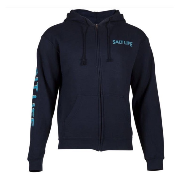 Salt Life Shirts Salt Life Blue Zip Up Hoodie Cracking Claws Crab